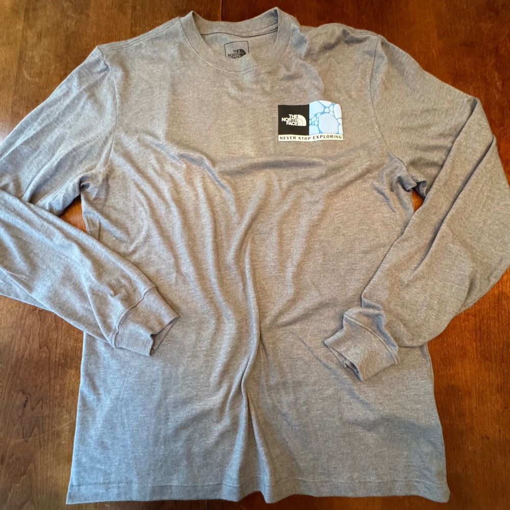 The North Face Shirt Mens M Gray Long Sleeve Circular Design Graphic Tee Casual